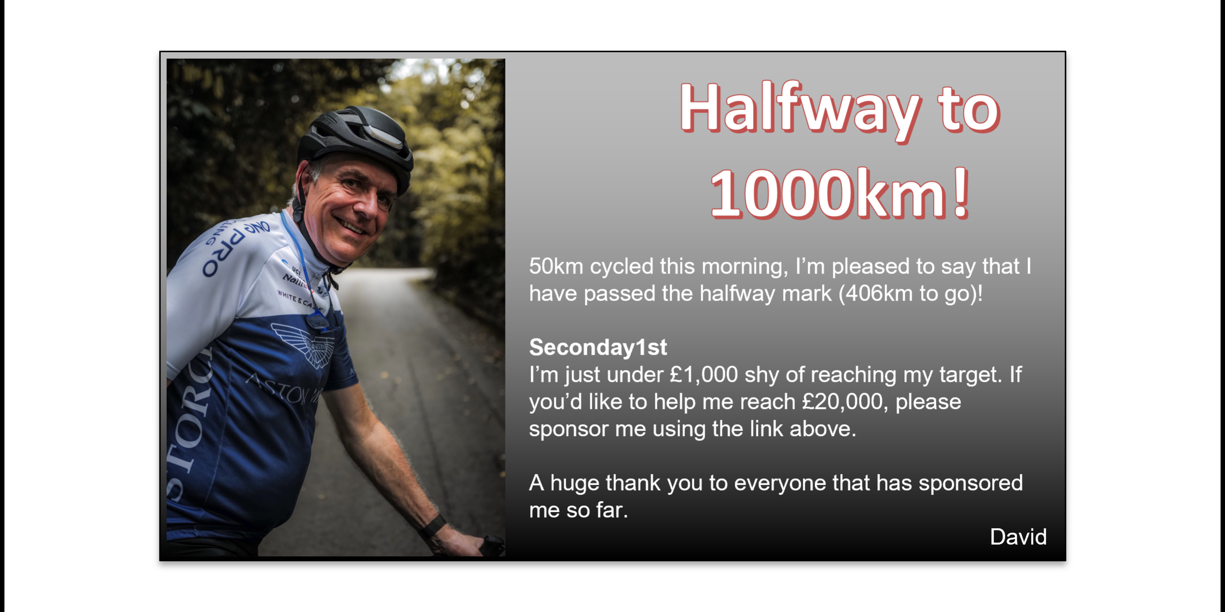 Halfway to 1000km
